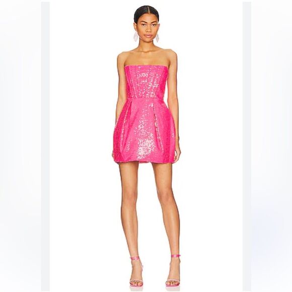 NWT Retrofete Kimora Crocodile Embossed Leather Mini Dress XL Revolve Pink - Picture 15 of 15